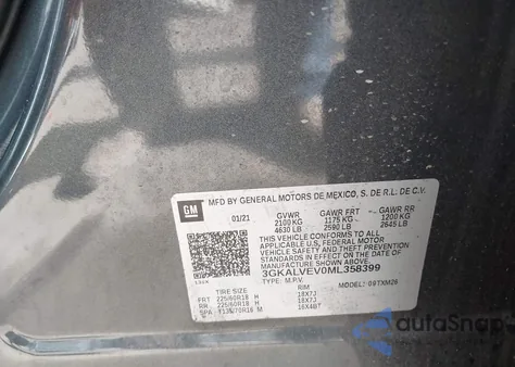 2021 GMC Terrain Awd Slt z USA, uszkodzony, nr VIN 3GKALVEV0ML358399